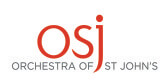 Orchestra of St Johns logo OSJ in red 